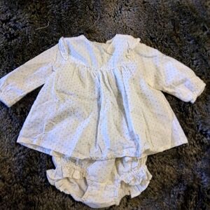 Tocoto Vintage Baby Polka Dot Dress with Panties Size 1-3 Months in Cream